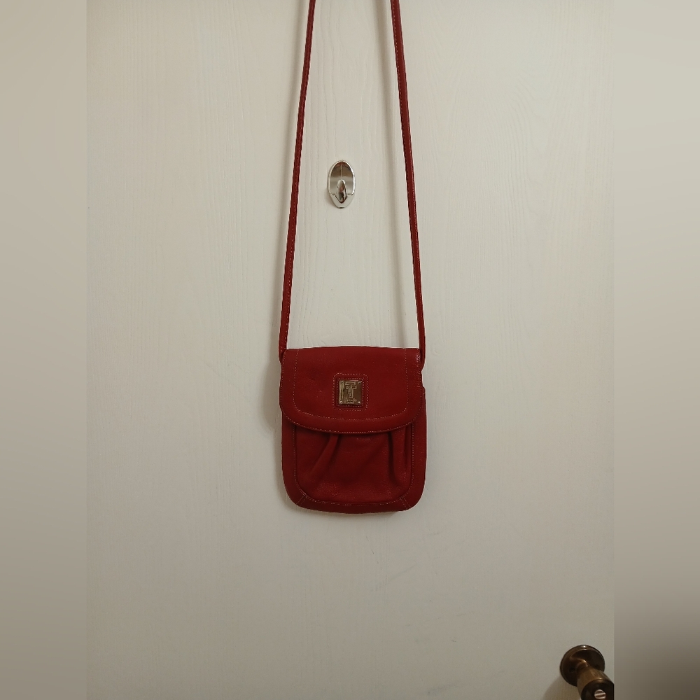 Tignanello Trendy Red Leather Crossbody Bag.